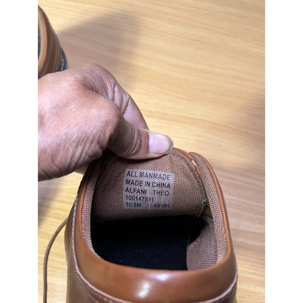 Alfani Theo Men's Dress Shoes Brown Cap Toe Oxford Memory Foam Size 10.5M